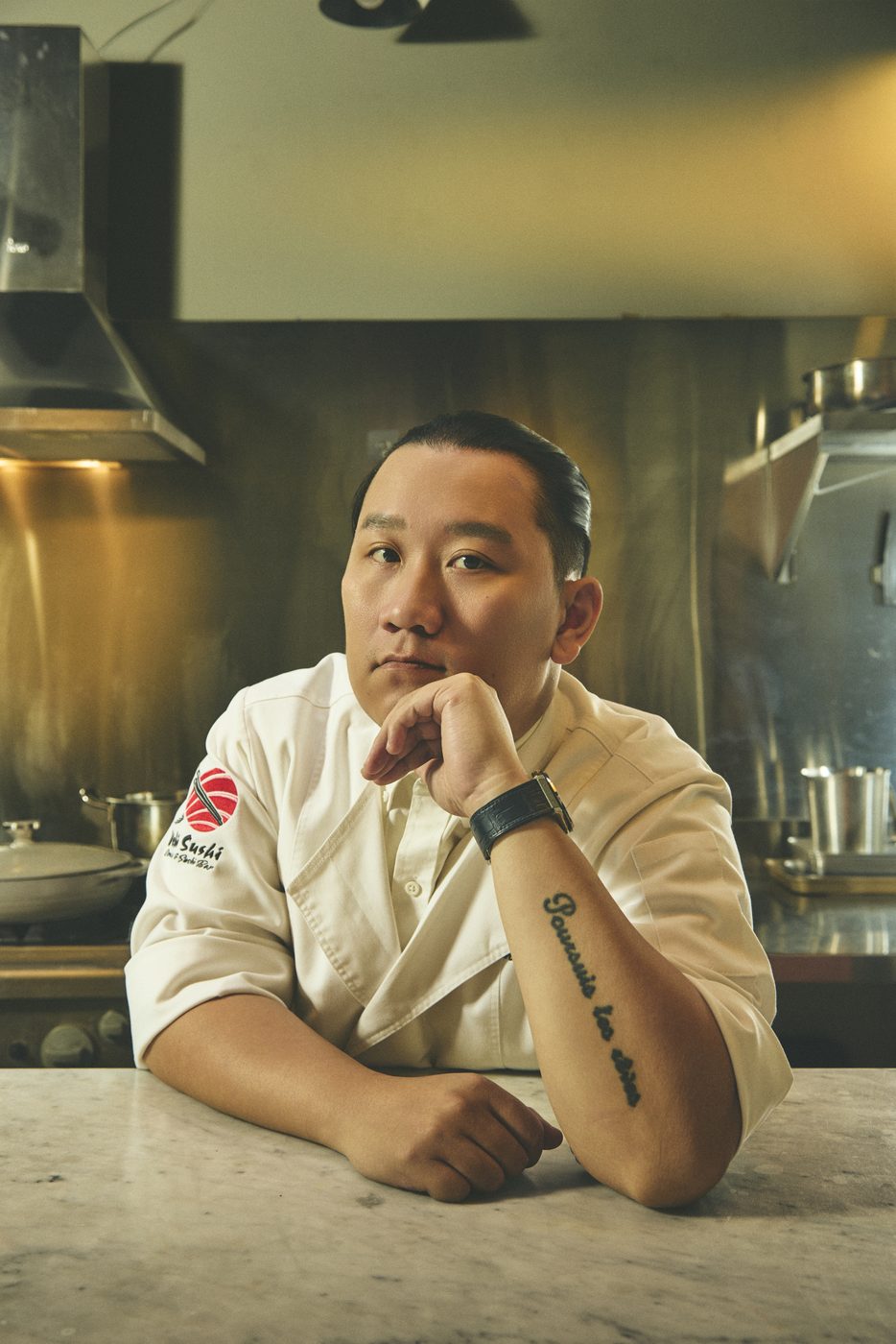 Chef Eddie Cương at the counter